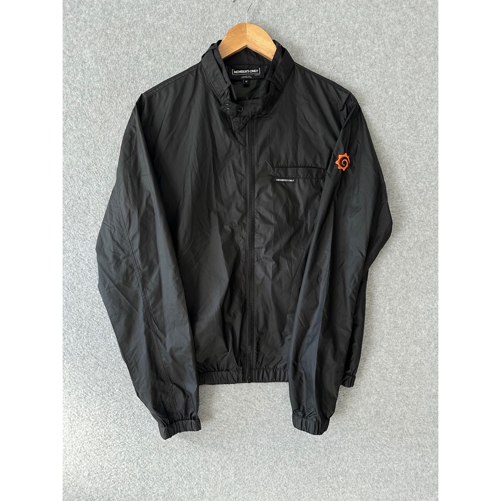 Members Only Grafana Labs Windbreaker Jacket Men's Medium M Black Packable Tech